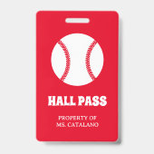 Baseball-Lehrersaal Schulfarben Ausweis (Rückseite)