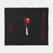 BASEBALL "Let's play ball" schwarze Vlies Decke. Fleecedecke (Vorderseite (Horizontal))