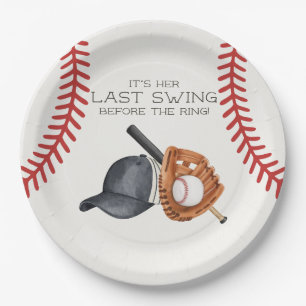 Baseball Letzter Schlag Vor der Brautparty Ring Pappteller