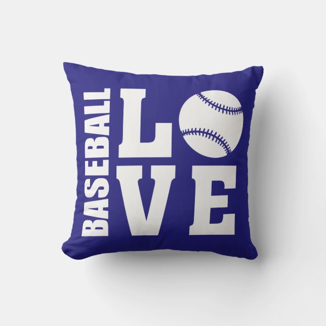 Baseball Liebe Blue Kissen (Vorderseite)