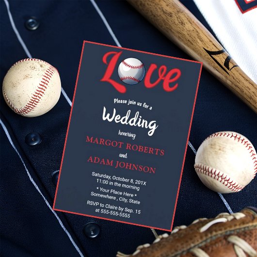 Baseball-Liebe Burgundy-Hochzeit Einladung