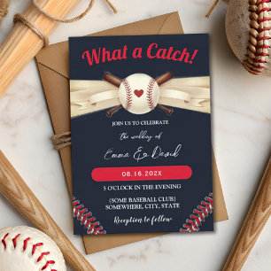 Baseball Liebe Dark Navy Sporthochzeit Einladung