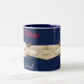 Baseball Liebe Dark Navy Sporthochzeit Zweifarbige Tasse (Mittel)