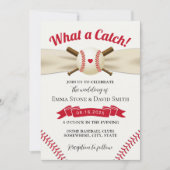 Baseball Liebe Elegante Sporthochzeit Rot Einladung (Vorderseite)