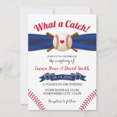 Baseball Liebe Navy Ribbon Sporthochzeit Einladung (Vorderseite)
