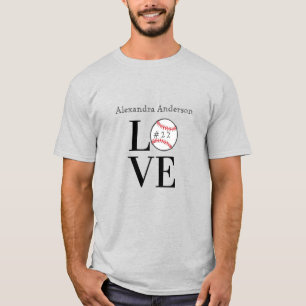 Baseball-LIEBE: Personalisierter Name und Nummer T-Shirt