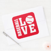 Baseball-Liebe Quadratischer Aufkleber (Umschlag)