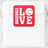 Baseball-Liebe Quadratischer Aufkleber (Tasche)