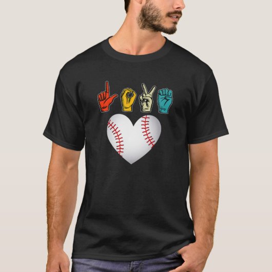 Baseball Liebe Signsprache Interpreter Geschenke A T-Shirt (Vorderseite)