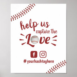 Baseball Liebe Sports Wedding Social Media Hashtag Poster