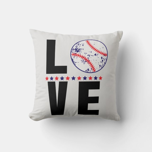Baseball-Liebe Typografie Kissen (Vorderseite)