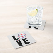 Baseball-Liebe Typografie Rechteckiger Pappuntersetzer (Vor Ort)