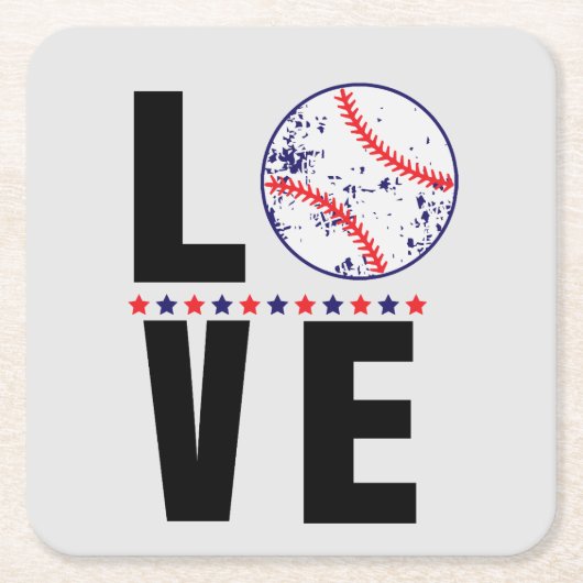 Baseball-Liebe Typografie Rechteckiger Pappuntersetzer (Vorderseite)