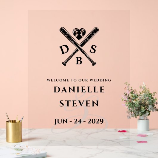 Baseball-Liebe Willkommen Acrylschild (Hochzeit)