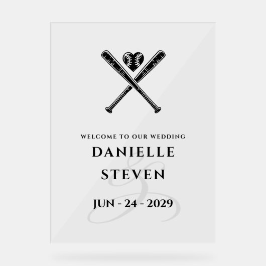 Baseball-Liebe Willkommen Acrylschild (Vorderseite)