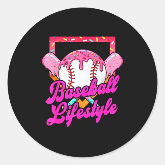 Baseball Life Lifestyle Home Plate Ice Cream Drip  Runder Aufkleber (Vorderseite)