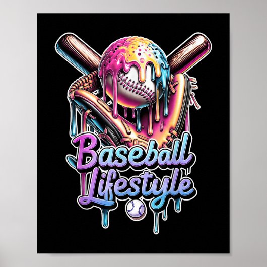 Baseball Lifestyle Ice Tropfen Men Boys Kinder Gi Poster (Vorne)