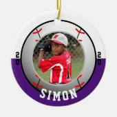 Baseball-Lila-White-Team-Farben Keramik Ornament (Vorne)