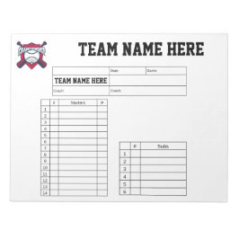 Baseball Lineup Cards Notizblock