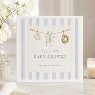 Baseball Little Rookie Streifen Baby Shower Party Serviette