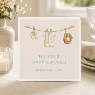 Baseball Little Rookie Wäscheleine Baby Shower Serviette
