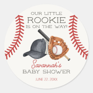 Baseball Little Rookie Zuhause Run Baby Shower Runder Aufkleber