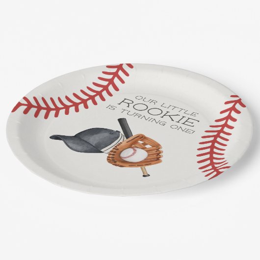 Baseball Little Rookie Zuhause Run Birthday Party Pappteller (Schrägansicht)