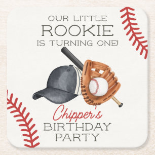 Baseball Little Rookie Zuhause Run Birthday Rechteckiger Pappuntersetzer