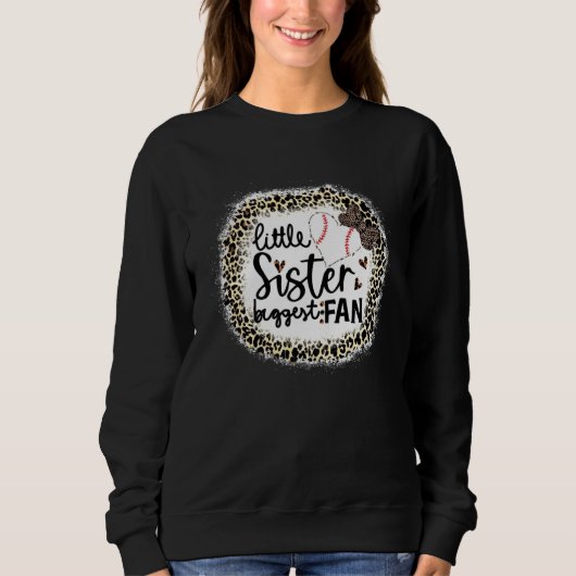 Baseball Little Sister Biggest Fan  Leopard Baseba Sweatshirt (Vorderseite)