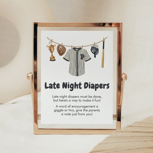 Baseball Little Slugger Spate Night Diapers Poster