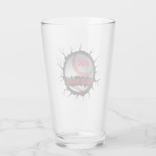 Baseball-Logo, Baseball-Individuelle Name, Basebal Glas (Rückseite)