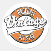 Baseball-Logo im Vintagen Stil. Runder Aufkleber (Vorderseite)