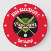 Baseball-Lounge-Uhr Große Wanduhr (Vorderseite)