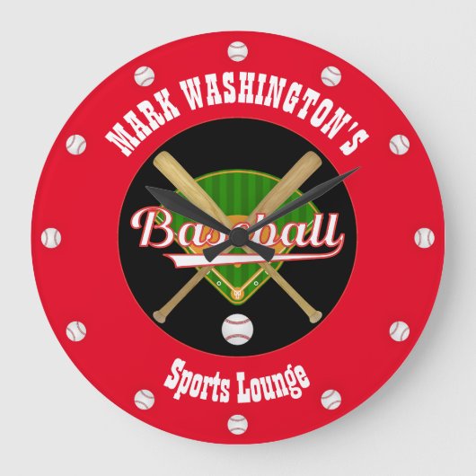 Baseball-Lounge-Uhr Große Wanduhr (Vorderseite)