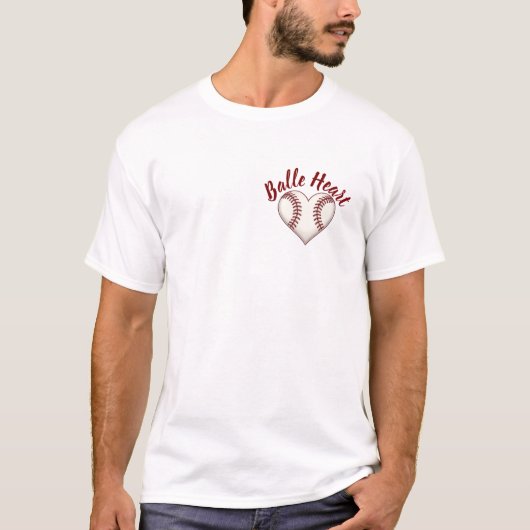 Baseball Lover T-Shirt with a Stiched Ball Heart (Vorderseite)