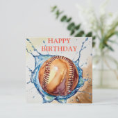 Baseball Lovers Watercolor Splash Geburtstag Karte (Stehend Vorderseite)