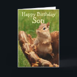 Baseball Loving Chipmunk Birthday Card Karte<br><div class="desc">Cute little chipmunk sits inside a baseball mitt with the expression "Happy Birthday Son" Perfect for your favorite baseball fan! Totally customizable for you to personalize as you please!</div>