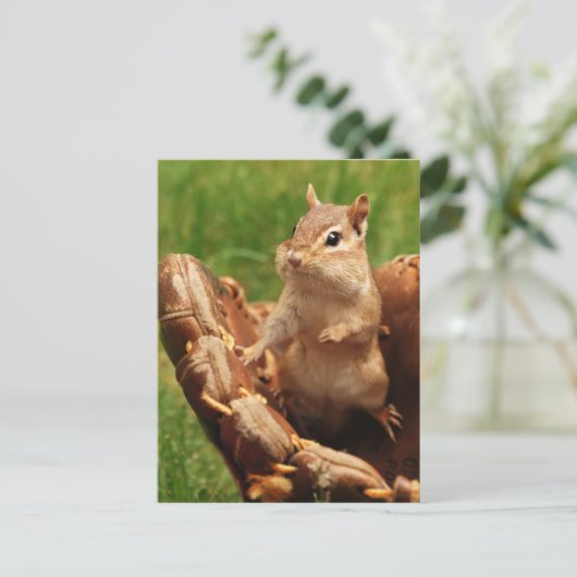 Baseball Loving Chipmunk Postkarte (Stehend Vorderseite)