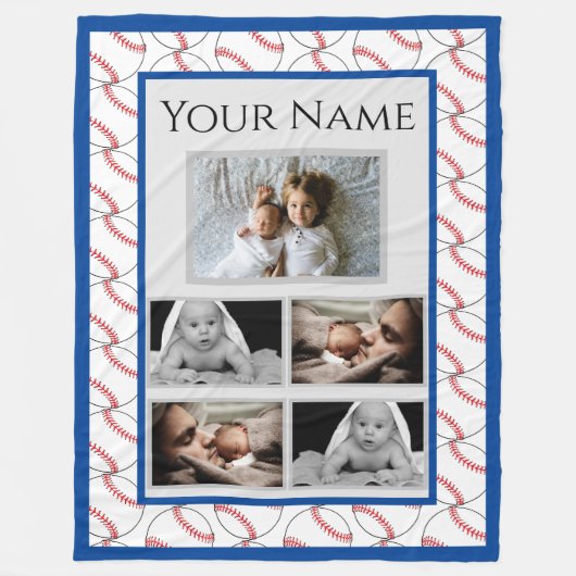 Baseball-Lüftermuster mit benutzerdefinierten Foto Fleecedecke (Vorderseite)