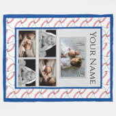 Baseball-Lüftermuster mit benutzerdefinierten Foto Fleecedecke (Vorderseite (Horizontal))