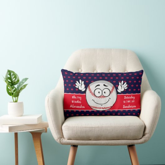 Baseball lustige Gesichtshäufigkeit Red White Blue Lendenkissen (Stuhl )