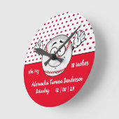 Baseball lustige Gesichtshäufigkeit Red White Runde Wanduhr (Winkel)