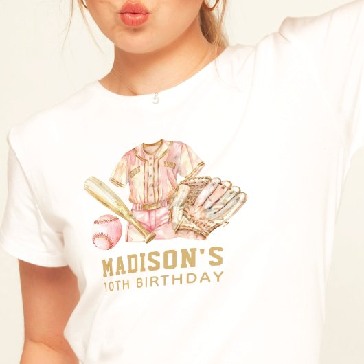 Baseball Luxury Birthday Rose & Gold T-Shirt