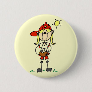 Baseball Mädchen Mit Handschuh T-Shirts und Gesche Button