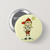 Baseball Mädchen Mit Handschuh T-Shirts und Gesche Button (Vorne & Hinten)