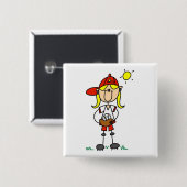 Baseball Mädchen Mit Handschuh T-Shirts und Gesche Button (Vorne & Hinten)