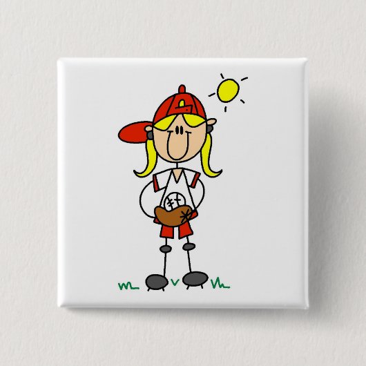 Baseball Mädchen Mit Handschuh T-Shirts und Gesche Button (Vorderseite)
