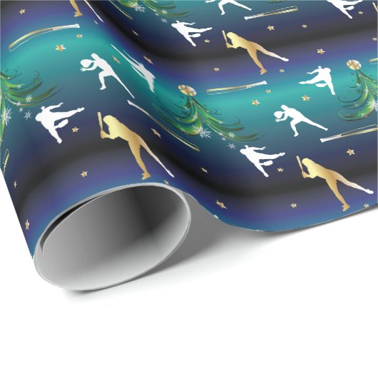 Baseball Mädchen Softball Weihnachten Geschenkpapier (Rolleneckpunkt)