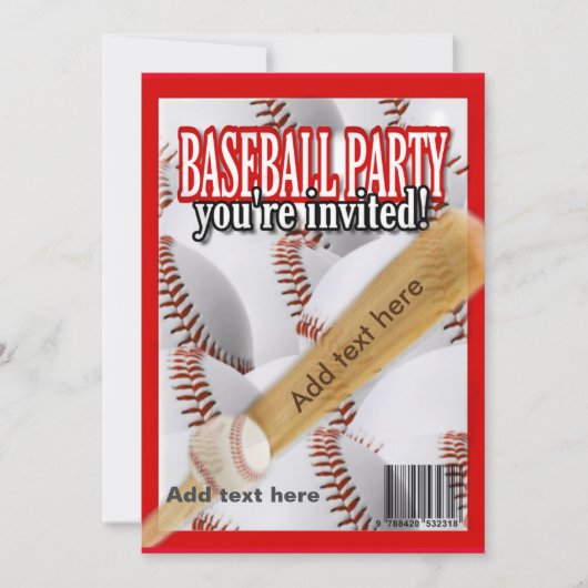 Baseball-Magazin, weiß und rot, Party Einladung (Vorderseite)