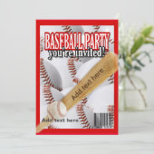 Baseball-Magazin, weiß und rot, Party Einladung (Stehend Vorderseite)